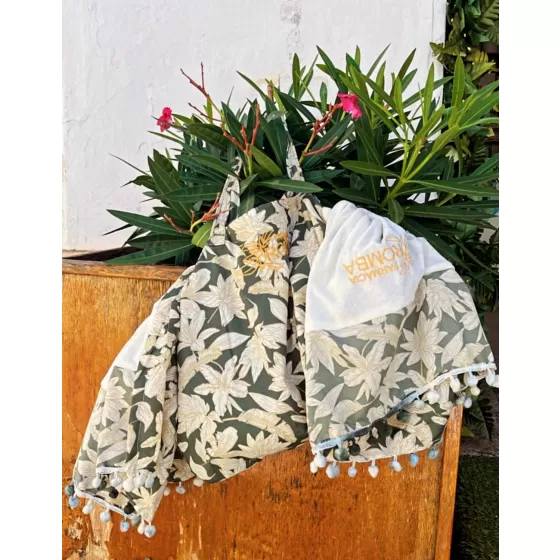 TOALHA+ SACO ROMBA VERDE CACERIA