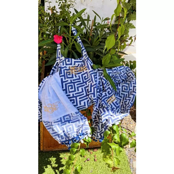 TOALHA + SACO ROMBA BERICHE AZUL